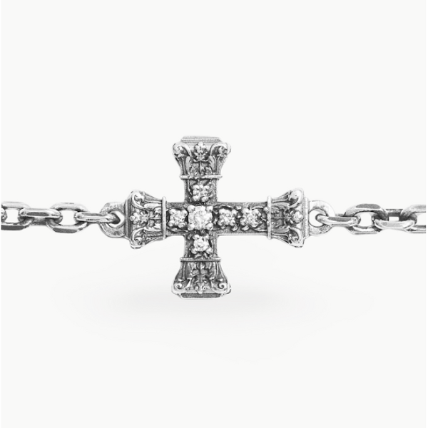 Floral Cross Icon Bracelet - Natural Diamonds