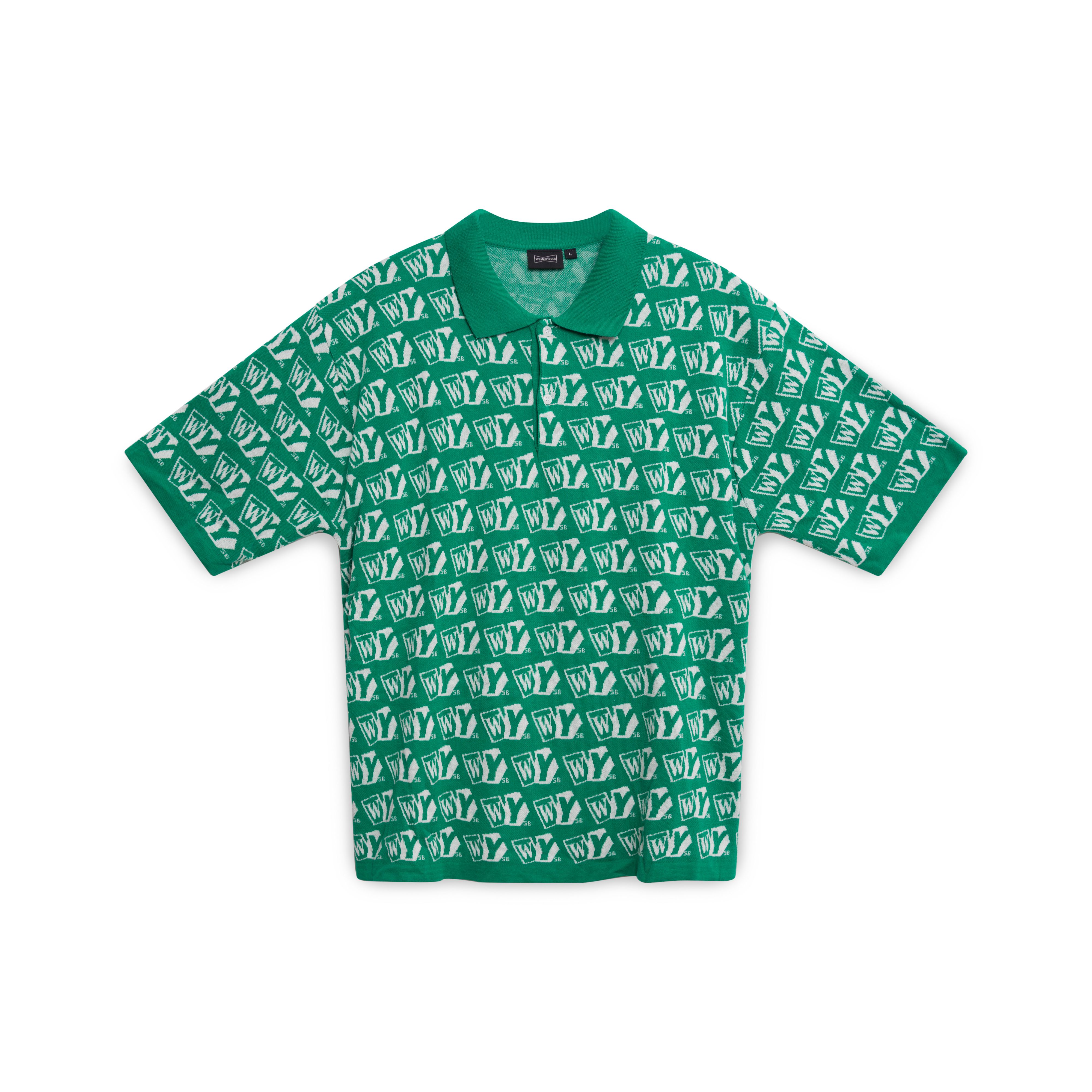 Wasted Youth BIG POLO SHIRT GREEN Lsize-