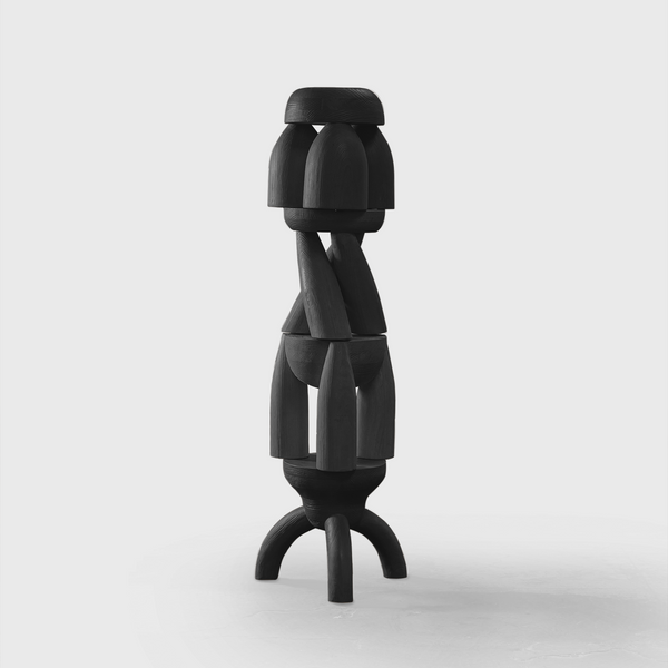 ELEMENTOS Set of Stools - Sandblasted Pine with Black Finish