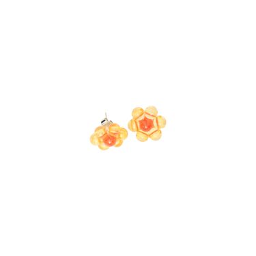 Clear Red-Orange Floral Earrings