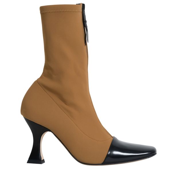 Miista Olga Camel Black Leather Lycra Boots