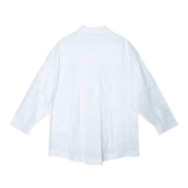 Layered Sleeve Poplin Shirt in White