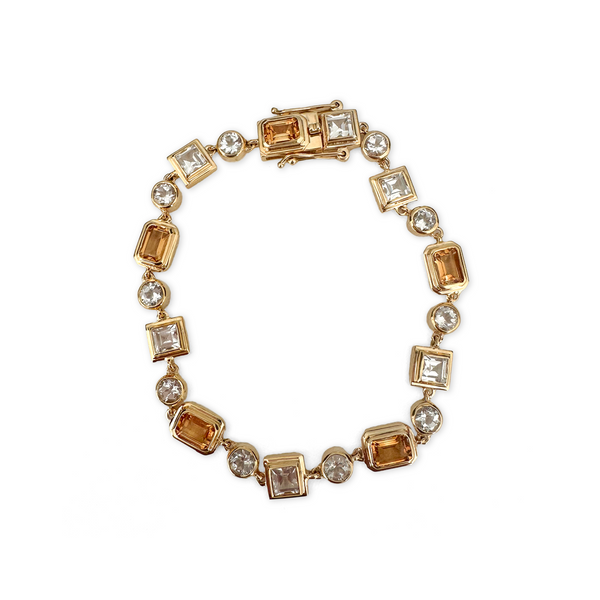 14k YG Citrine and White Topaz Bracelet