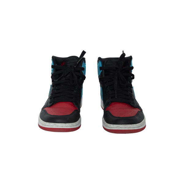 Nike Air Jordan 1 High OG in Black/Dk Powder Blue-Gym Red