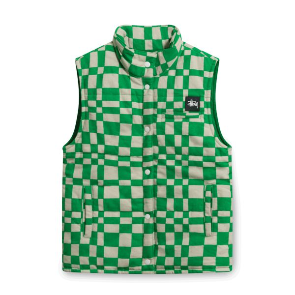 Stussy Green Checkered Puff Vest