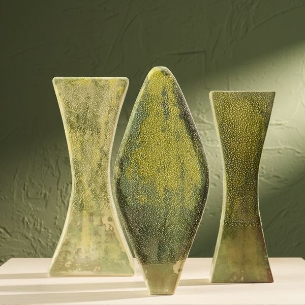 'Condensation' Series, Set of Three Glazed Ceramic Sculptures in Green by Eunsol Kim, The Netherlands, 2025