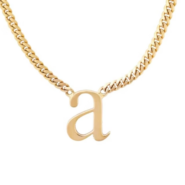 14k Yellow Gold Lowercase Roman Times “a” Initial Necklace