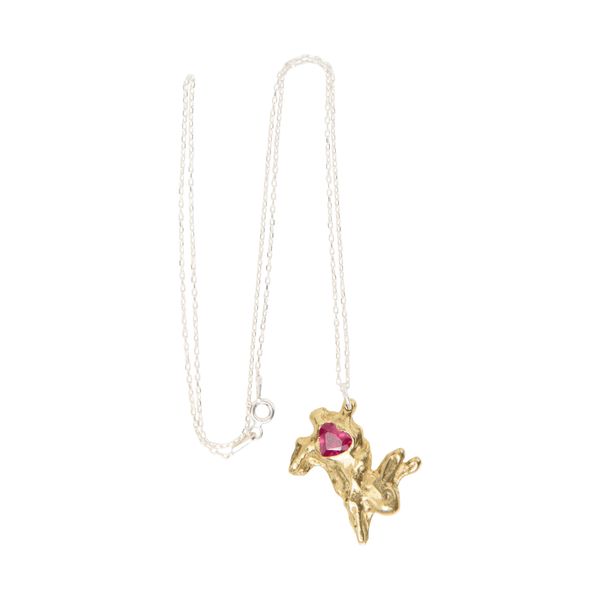 RUBY BRASS BUNNY PENDANT Necklace