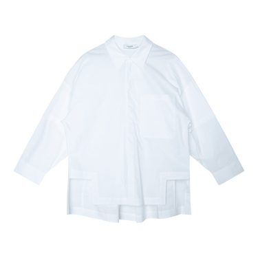 Layered Sleeve Poplin Shirt in White