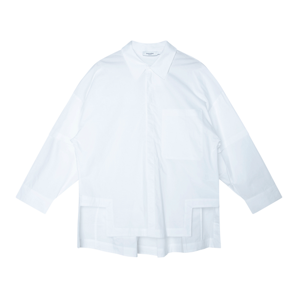 Layered Sleeve Poplin Shirt in White