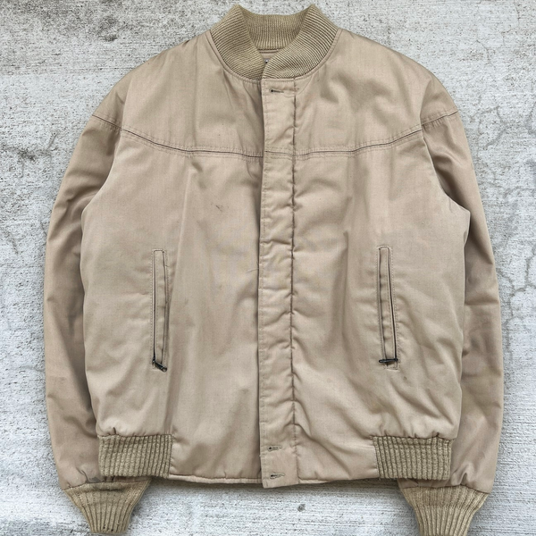 1980s Tan Nylon Boxy Bomber Jacket