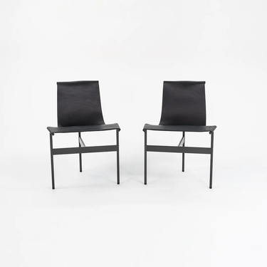 Pair of Black Leather TG-10 Sling Dining Chairs by Gratz Industries, 2021