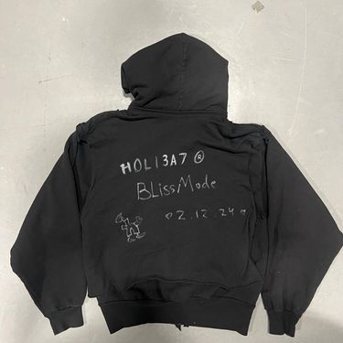 Holiday Black Distressed Zip Up Hoodie