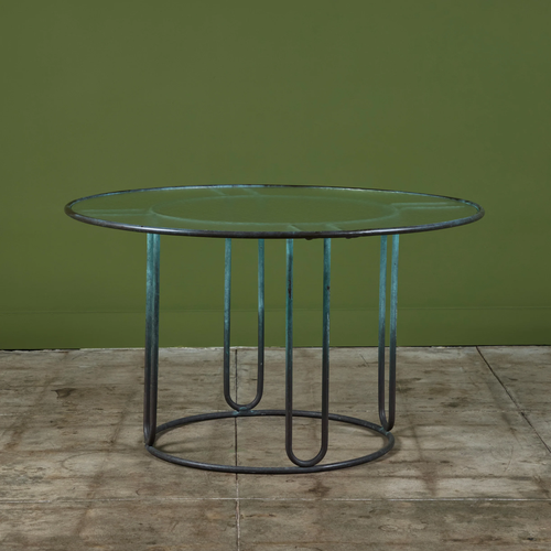 Bronze Patio Round Dining Table by Walter Lamb for Brown Jordan