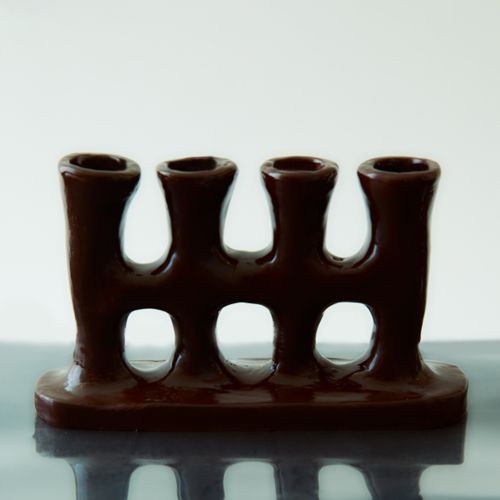 Brown Four Stem Candle Holder