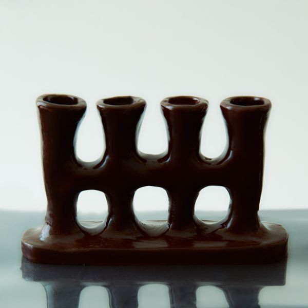 Brown Four Stem Candle Holder