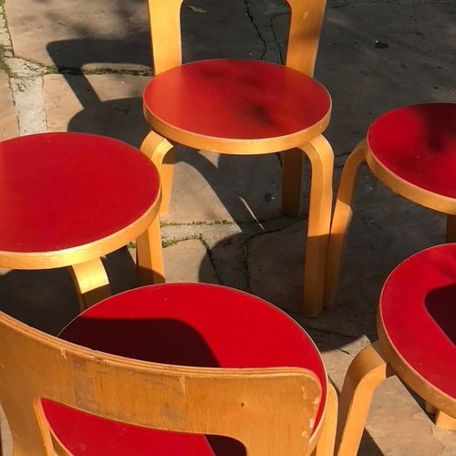 Red Linoleum Chair 65 by Alvar Aalto for Artek