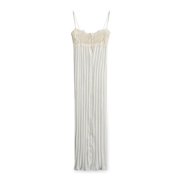 Pleated White Lace Dress