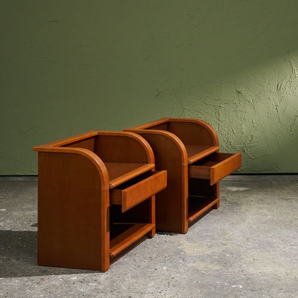 Pair of Cognac Leather Nightstands by Luigi Massoni for Poltrona Frau, Italy