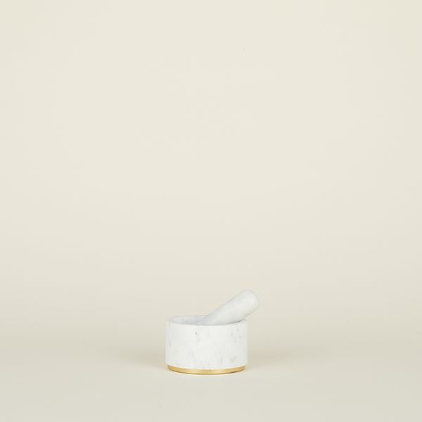 Simple Marble and Brass Mortar and Pestle