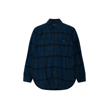 Engineered Garments Navy and Green Plaid Flannel