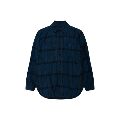 Engineered Garments Navy and Green Plaid Flannel