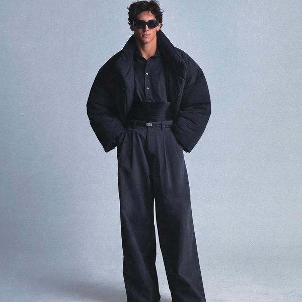 Charcoal Nylon Pleated Trousers