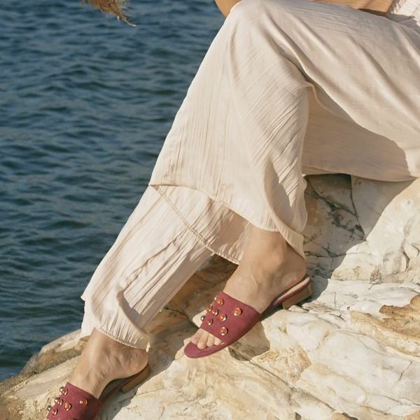 SAHARA Sandal : Cinnamon Suede in Carnelian Gemstone Grid