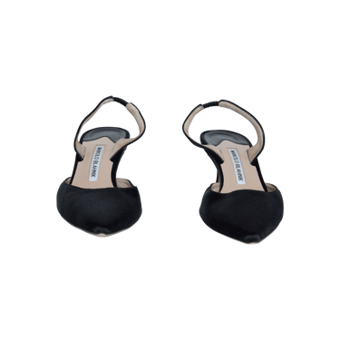 Manolo Blahnik Black Carolyne Satin Slingback Pumps
