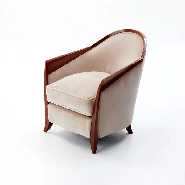 Art Deco Armchair in Walnut Veneer by Maison Dominique 