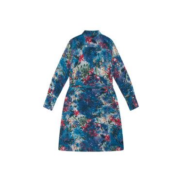 La Bohéme Blue Floral Silk Shirt Dress