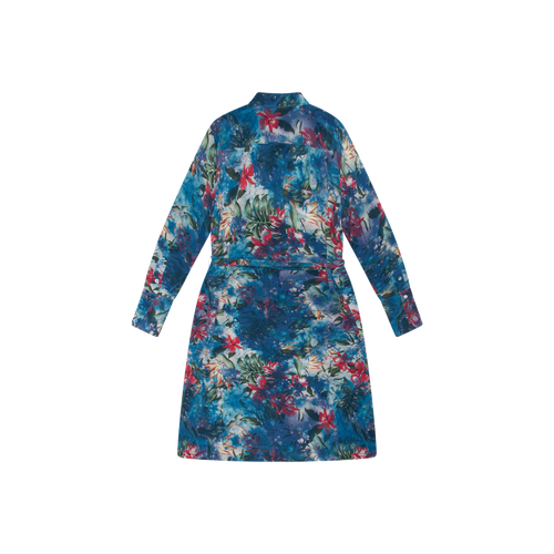 La Bohéme Blue Floral Silk Shirt Dress