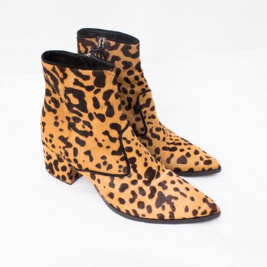 Miu Miu Ponyhair Cheetah Print Ankle Boot