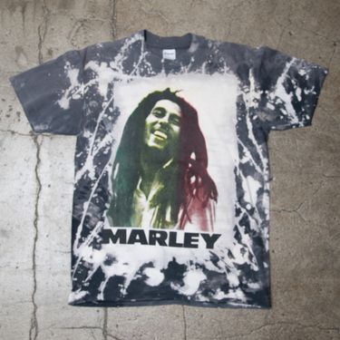 Vintage Gray Tie-Dye 'Bob Marley' T-Shirt