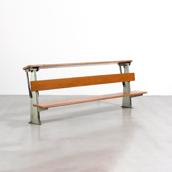 Single Lecture Hall Bench with Pivoting Writing Desk by Jean Prouvé, 1953