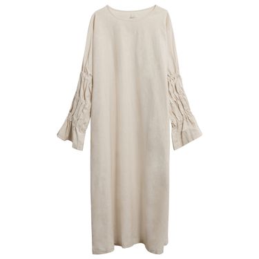 Linen Smock Dress in Taupe