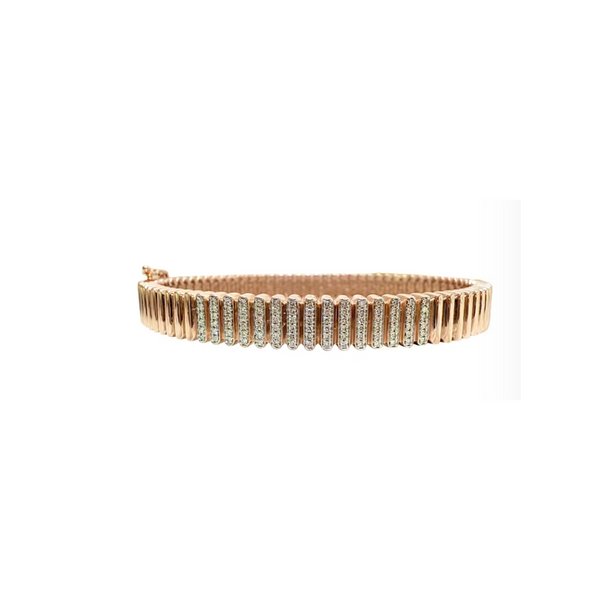 KayLee & Rose 14k Rose Gold Fluted Diamond Bangle Bracelet