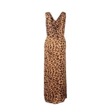 Azeeza Saunder Leopard Silk Midi Dress