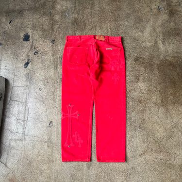 Chrome Hearts Red Denim with Red Leather Crosses