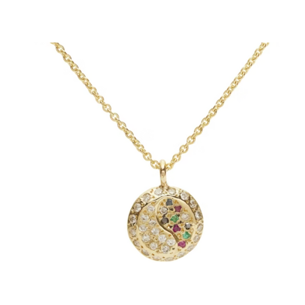 Scosha 14k Yellow Gold Gemstone Yin-Yang Pendant Necklace