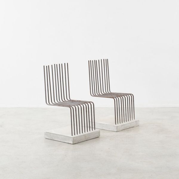 Pair of Heinz Landes Attr Solid Chairs, Germany, 1986