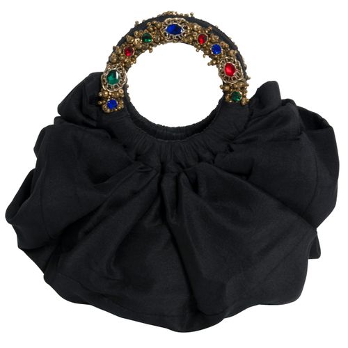 Azeeza Circle Raw Silk Multicolored And Gold Embellished Bag
