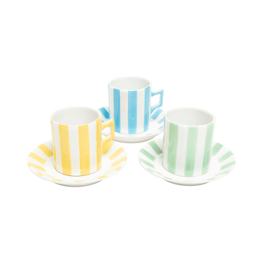 Vintage Striped Italian Espresso Cup and Saucer Set for Anita Kott