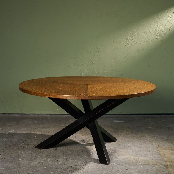 Round Dining Table in Wengé with Tripod Legs by Gerard Geytenbeek, 1960s