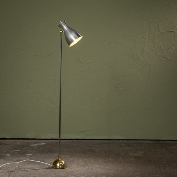 Floor Lamp with Nickel plated Steel and Aluminium by Dieter Schulz for Wohnbedarf, 1950