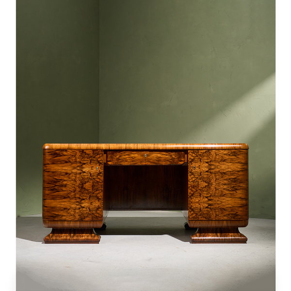 Restored Art Deco Desk in Walnut, Europe 1930s
