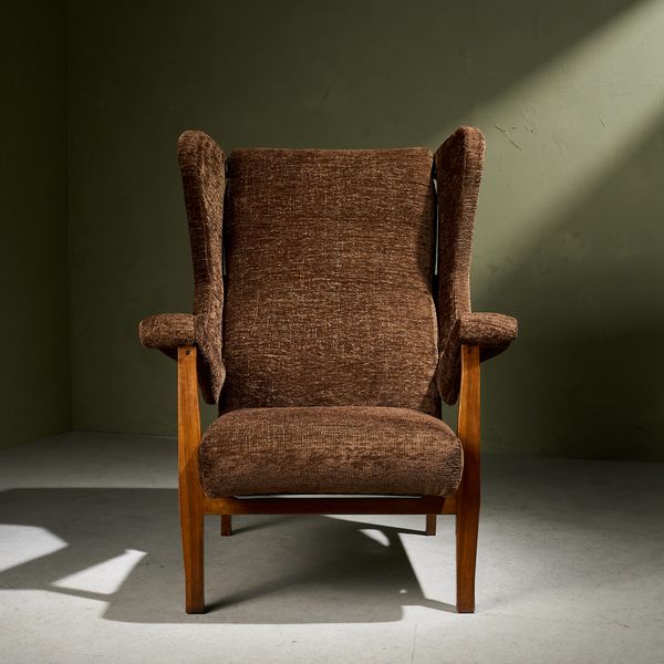 Early 'Fiorenza' Lounge Chair in Pierre Frey Fabric by Franco Albini for Arflex, Italy 1950s