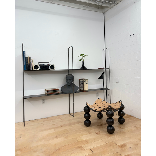 Pair of Brushed Steel Custom Modular Shelving Units