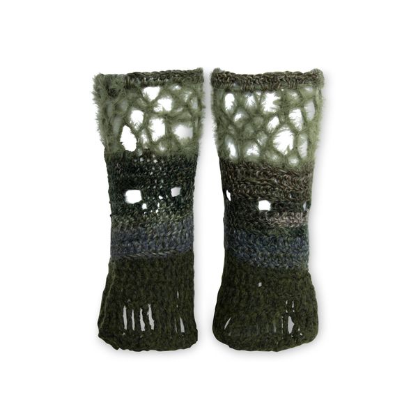 Short Distressed Leg Warmers in Swamp Green