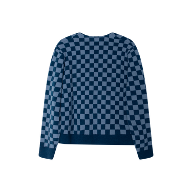 BODE Blue Duotone Checkerboard Cardigan